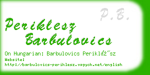 periklesz barbulovics business card